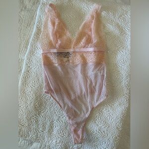 NWT Peach Lace Thong Chemise Bodysuit